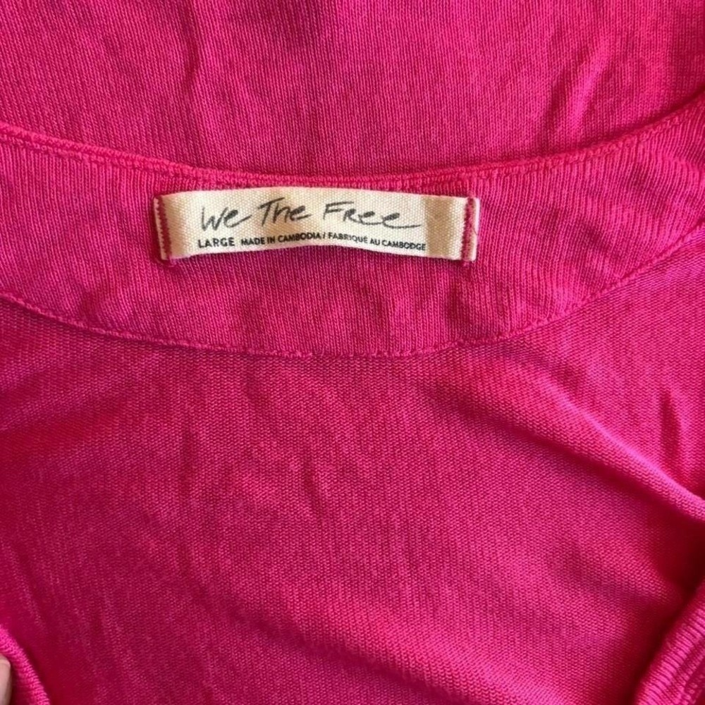 Free People We The Free Hot Pink Scoop Neck Tank Top Large  Boho Fuchsia - Picture 3 of 4